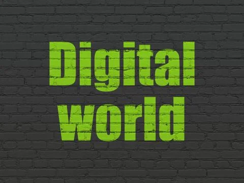 Data concept: Digital World on wall background Illustrazione stock