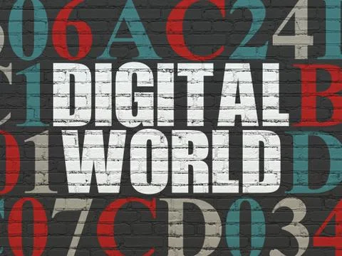 Data concept: Digital World on wall background イラスト素材