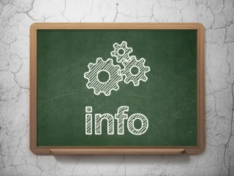 Data concept: Gears and Info on chalkboard background 스톡 일러스트
