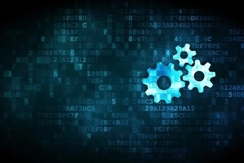 Data concept: Gears on digital background 스톡 일러스트