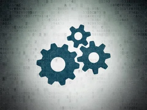 Data concept: Gears on Digital Data Paper background Illustrazione stock