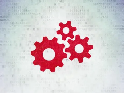 Data concept: Gears on Digital Paper background Illustrazione stock