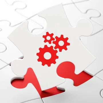 Data concept: Gears on puzzle background 스톡 일러스트