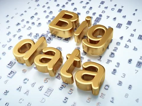 Data concept: Golden Big Data on digital background Illustrazione stock
