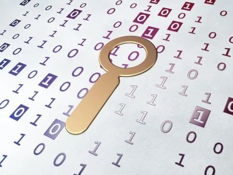 Data concept: Golden Search on Binary Code background Illustrazione stock