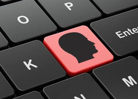 Data concept: Head on computer keyboard background Stockillustratie