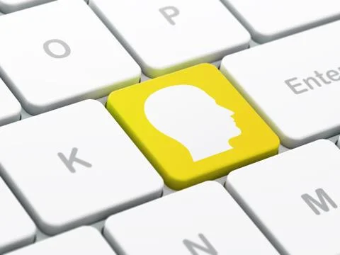 Data concept: Head on computer keyboard background Stockillustratie