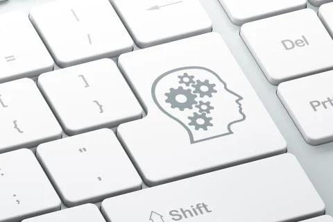 Data concept: Head With Gears on computer keyboard background Stock Illustration
