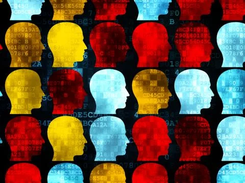 Data concept: Head icons on Digital background Иллюстрация