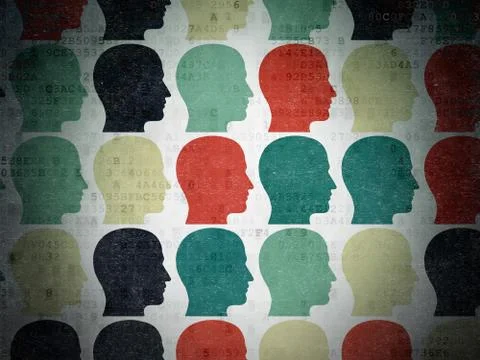 Data concept: Head icons on Digital Paper background 스톡 일러스트