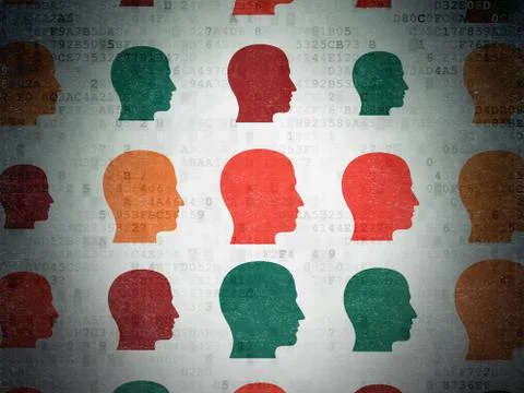 Data concept: Head icons on Digital Paper background イラスト素材