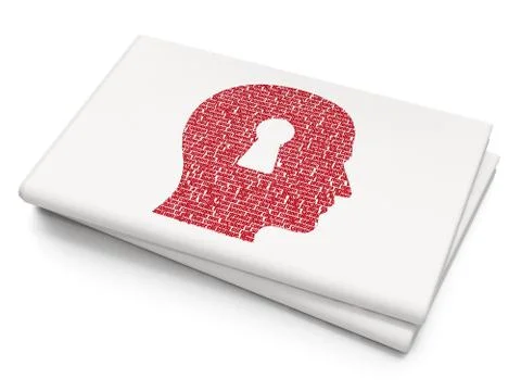Data concept: Head With Keyhole on Blank Newspaper background Stock Illustration