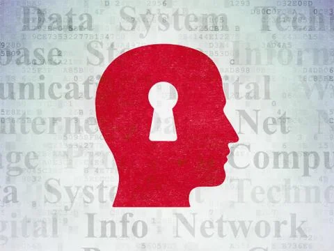 Data concept: Head With Keyhole on Digital Data Paper background Stockillustratie