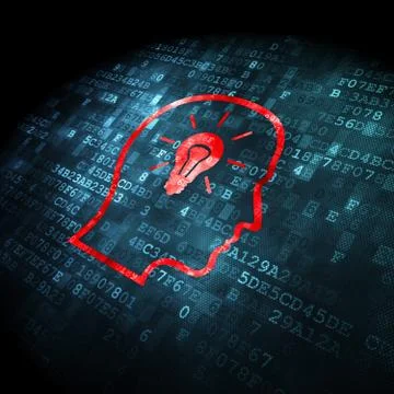 Data concept: Head With Lightbulb on digital background Stockillustratie