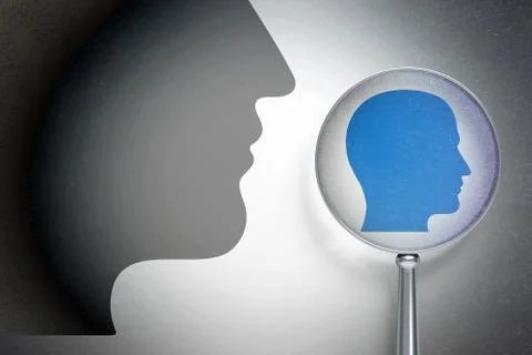 Data concept:  Head with optical glass on digital background Stock Illustration