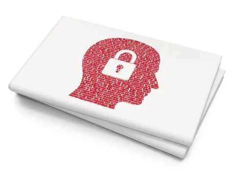 Data concept: Head With Padlock on Blank Newspaper background Stock Illustration