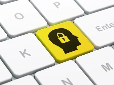 Data concept: Head With Padlock on computer keyboard background Stock Illustration
