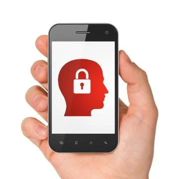 Data concept: Head Whis Padlock on smartphone Illustrazione stock