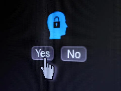 Data concept: Head Whis Padlock on digital computer screen Illustrazione stock