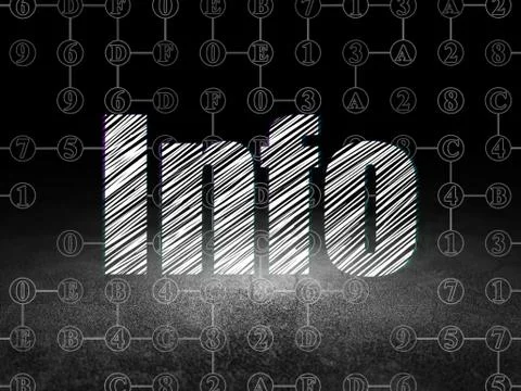 Data concept: Info in grunge dark room 库存插图