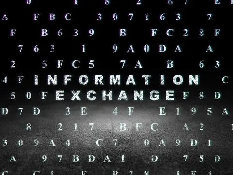 Data concept: Information Exchange in grunge dark room Stock Illustration