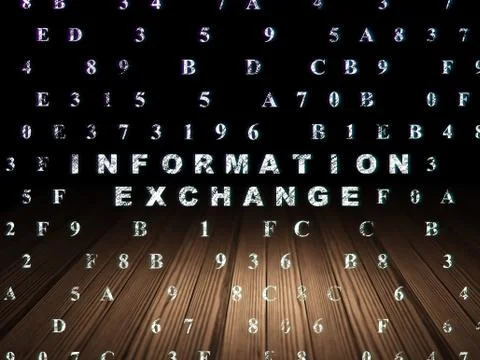 Data concept: Information Exchange in grunge dark room Stock Illustration