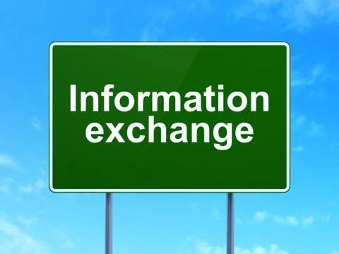 Data concept: Information Exchange on road sign background Illustration