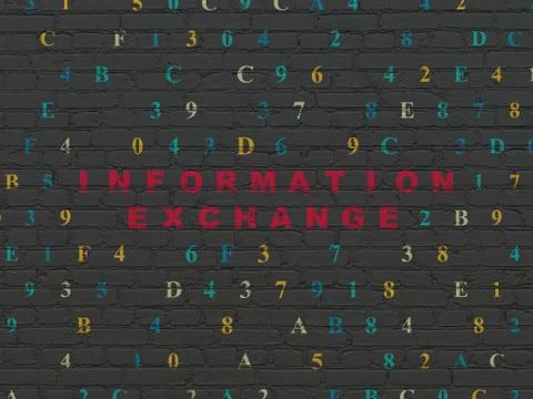 Data concept: Information Exchange on wall background Stock Illustration