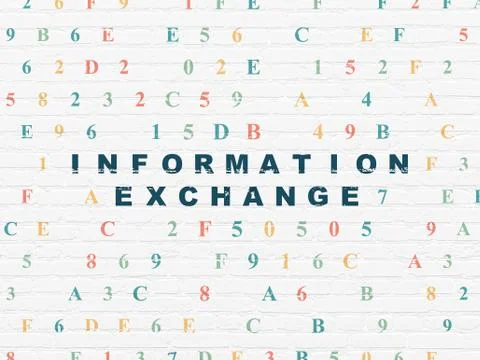 Data concept: Information Exchange on wall background Illustrazione stock