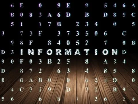 Data concept: Information in grunge dark room Illustrazione stock