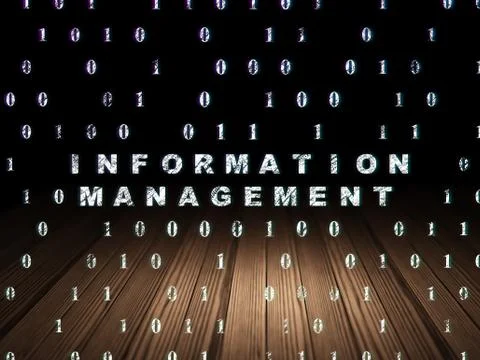 Data concept: Information Management in grunge dark room Illustrazione stock