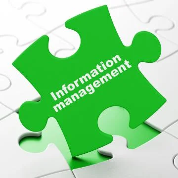 Data concept: Information Management on puzzle background Illustrazione stock