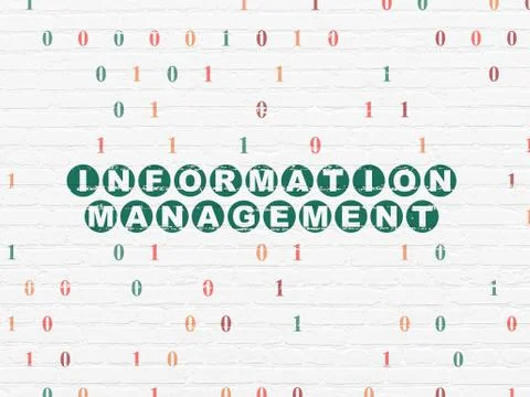 Data concept: Information Management on wall background Illustrazione stock