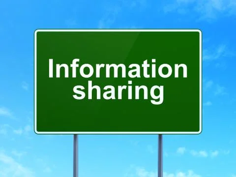 Data concept: Information Sharing on road sign background Illustration