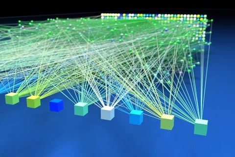 Data concept, Internet connection network high digital technology. 3D Render. Stock Illustration