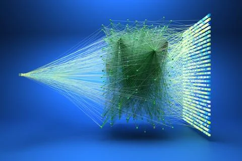Data concept, Internet connection network high digital technology. 3D Render. Illustrazione stock