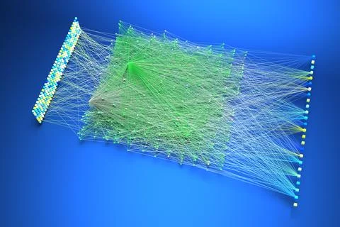 Data concept, Internet connection network high digital technology. 3D Render. Illustrazione stock