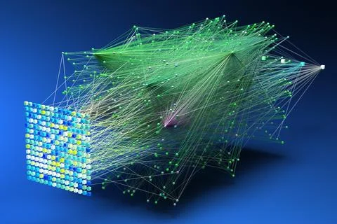 Data concept, Internet connection network high digital technology. 3D Render. Illustrazione stock