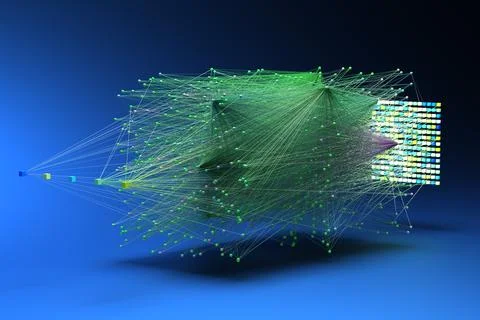 Data concept, Internet connection network high digital technology. 3D Render. Illustrazione stock