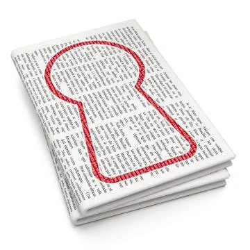 Data concept: Keyhole on Newspaper background Illustrazione stock