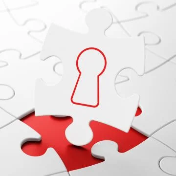Data concept: Keyhole on puzzle background 스톡 일러스트