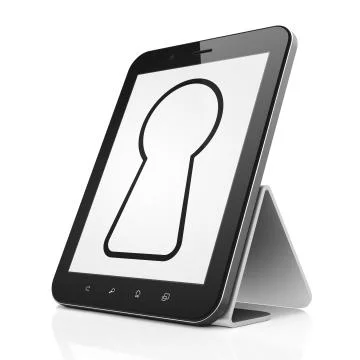 Data concept: Keyhole on tablet pc computer Illustrazione stock