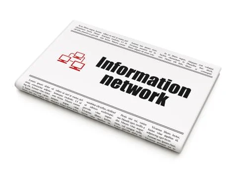 Data concept: newspaper with Information Network and Lan Computer Network 스톡 일러스트