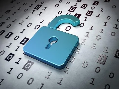 Data concept: Opened Padlock on Binary Code background イラスト素材