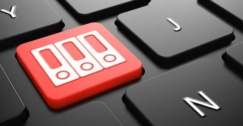 Data Concept on Red Keyboard Button. Stock Illustration