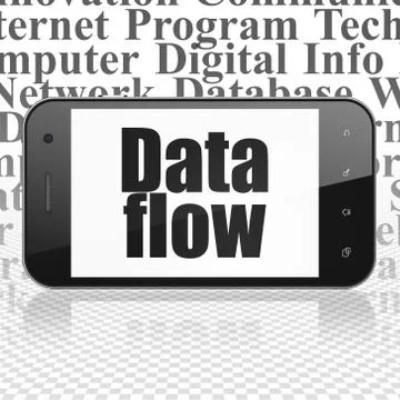 Data concept: Smartphone with Data Flow on display Stock Illustration