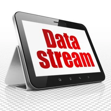 Data concept: Tablet Computer with Data Stream on display Illustrazione stock