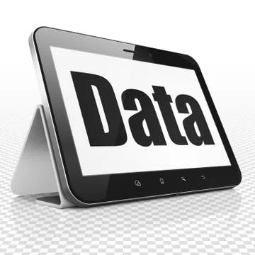 Data concept: Tablet Computer with Data on display 스톡 일러스트