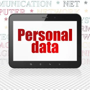 Data concept: Tablet Computer with Personal Data on display 스톡 일러스트