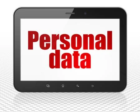 Data concept: Tablet Pc Computer with Personal Data on display Stock-Illustration